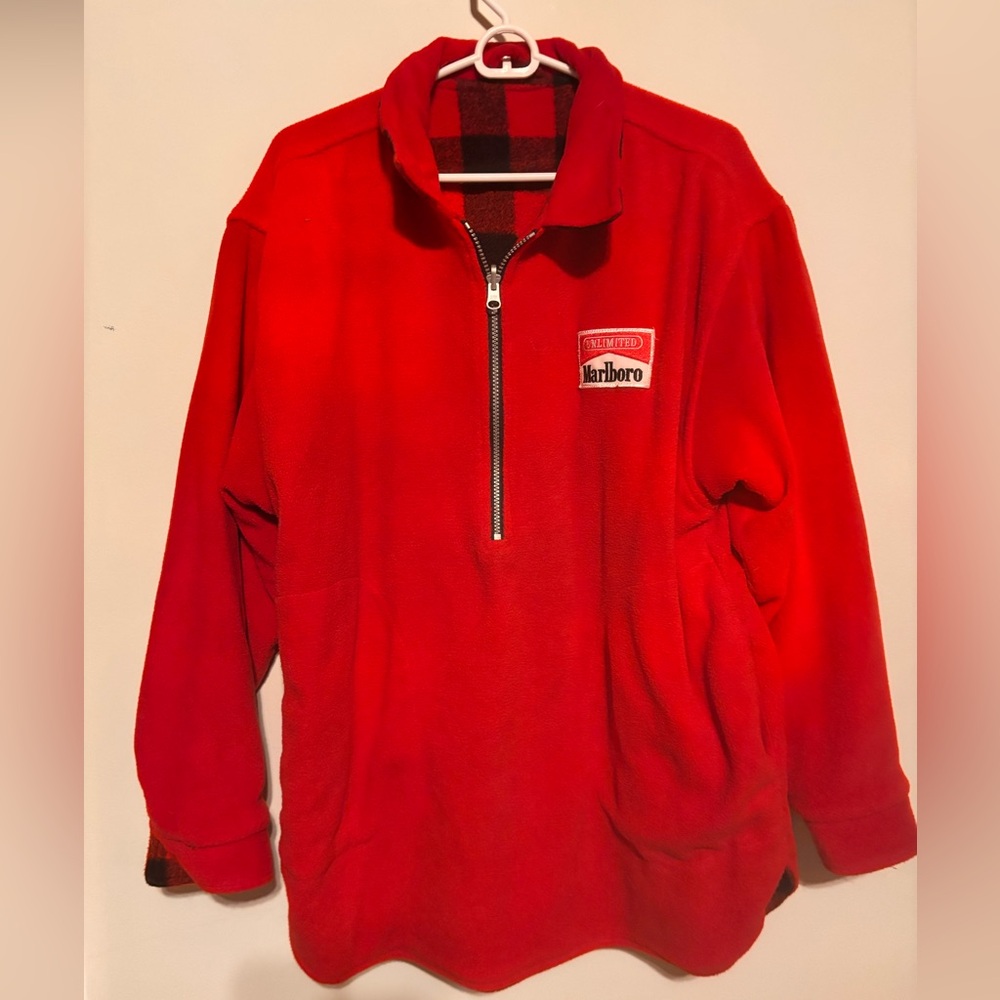 Vintage 90’s Marlboro Unlimited Half Zip Reversible Fleece Pullover Men’s L